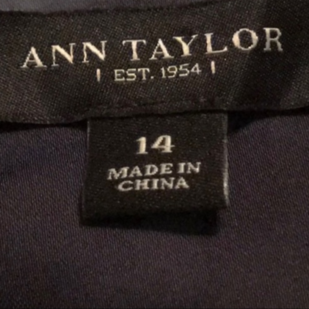 Ann Taylor ink blue and ivory pleated skirt - Picture 2 of 4